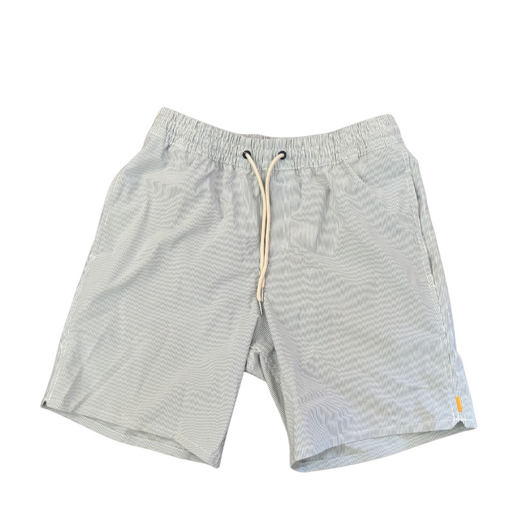 Quiksilver Blue and White Stripe Swim Trunks